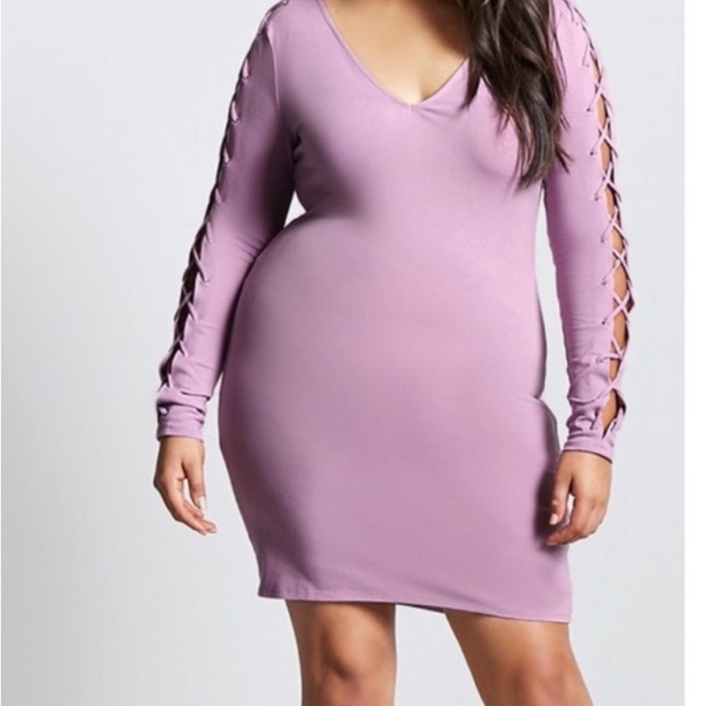 Forever 21 Lilac Lace-Up Sleeve Dress